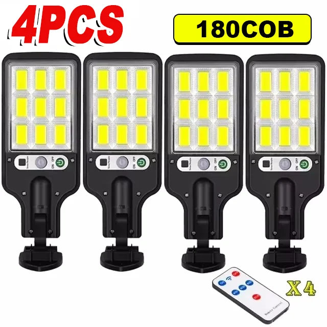 180COB Outdoor Solar Lights Motion Sensor Three Modes Waterproof Security Wall Lighting for Patio Garden Door Street Light