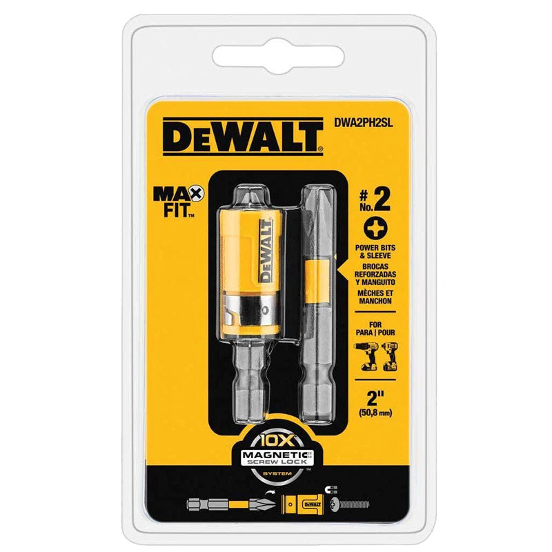Dewalt Original DWA2PH2SL Maxfit 2 Inch PH2 Impact Driver Bit Sleeve Set Portable Carpentry Power Tool Accessories