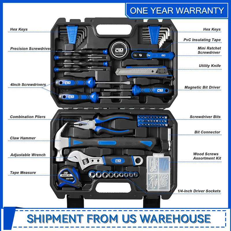 160-Piece Portable Home Repair Tool Set with Toolbox Organizer for Students By Prostormer