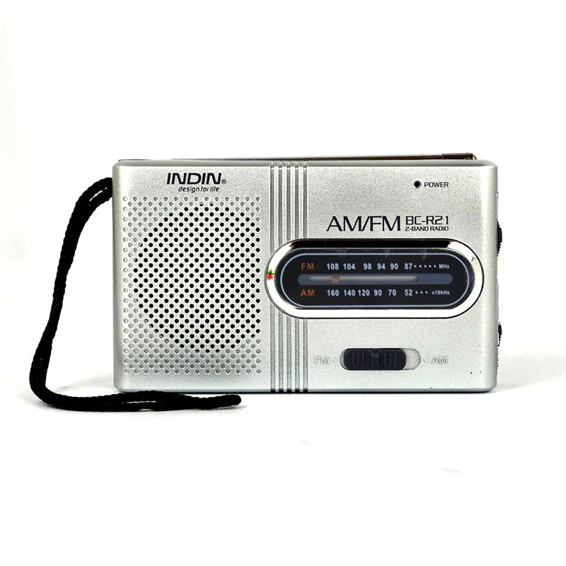 BC R21 Portable AM FM Radio Receiver Player with Built in Speaker and Standard 3.5MM Headphones Handheld Lightweight Ultra Thin