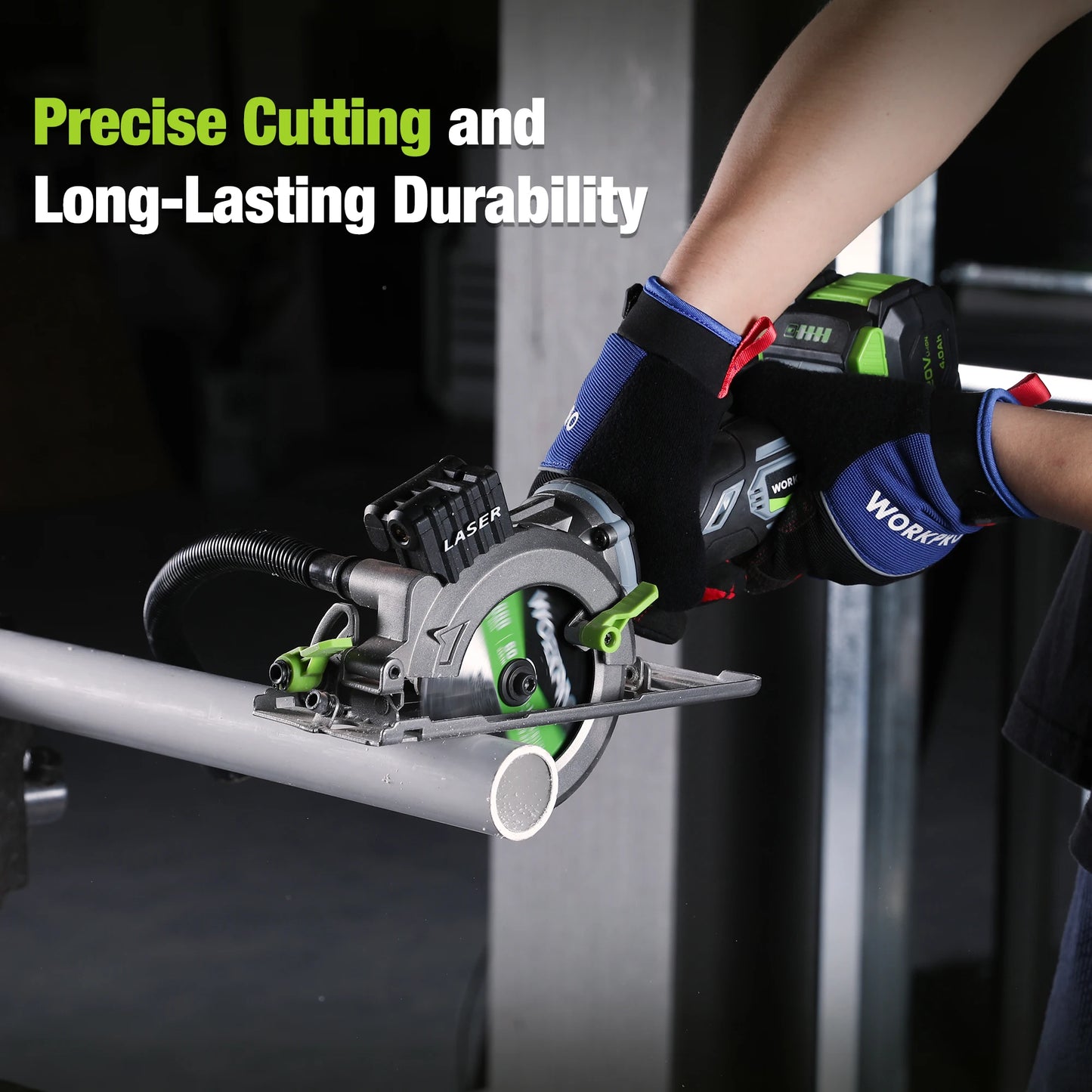 Workpro 20V Cordless Electric Circular Saw With Laser For Wood And Ceramic Tile 115mm Blade 710W