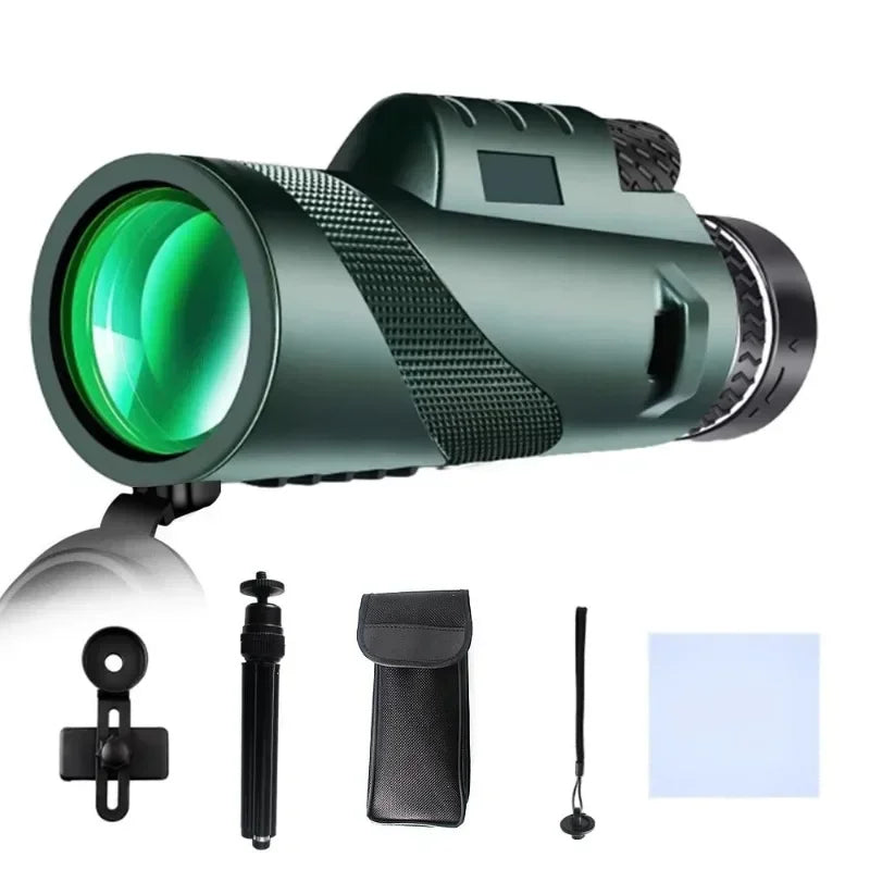 Portable Monocular Telescope 80X100 HD Long Range Zoom Telescope with Tripod  Phone Clip for Hunting Camping Outdoor Adventures