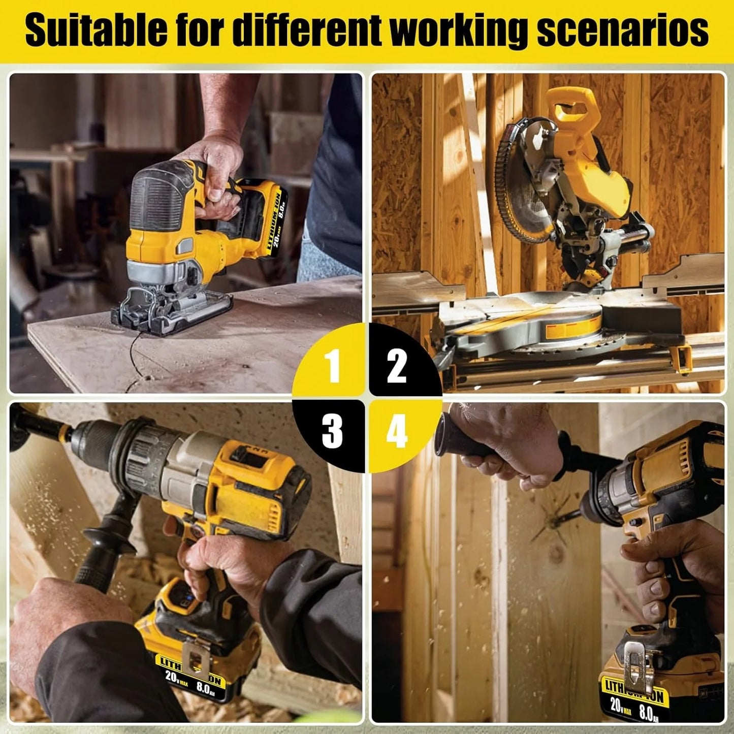 Replace DeWei 20V 8.4Ah DCB205 Hand Drill Electric Tool Lithium Battery DCB206-2 DCB205-2 DCB205
