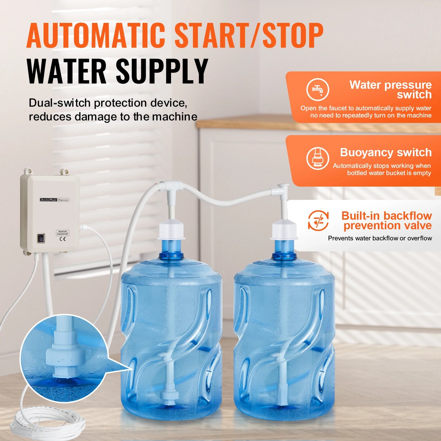 SucceBuy Water Bottle Dispenser Pump System with Filter Softener for Reverse Osmosis Refrigerator Ice Maker