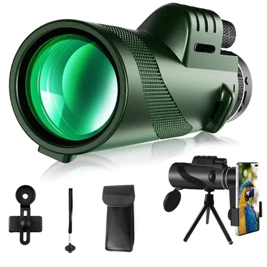 Portable Monocular Telescope 80X100 HD Long Range Zoom Telescope with Tripod  Phone Clip for Hunting Camping Outdoor Adventures