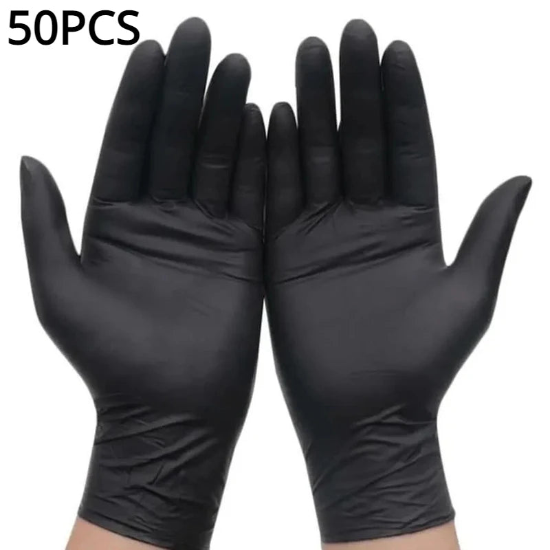 Black Nitrile Gloves Thickened Disposable Gloves for Cleaning Hairdressing Waterproof Dishwashing Tattoo Gloves Available in 100 50 20PCS