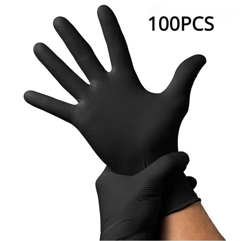 Black Nitrile Gloves Thickened Disposable Gloves for Cleaning Hairdressing Waterproof Dishwashing Tattoo Gloves Available in 100 50 20PCS