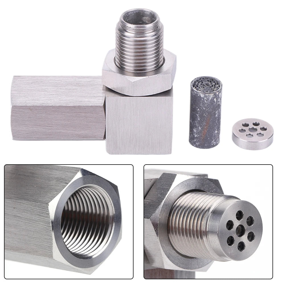 O2 Bung Extension Catalytic Converter 90 Degree P0420 P0430 M18X1.5 Mini Catalyst O2 Adapter Oxygen Sensor CEL Eliminator