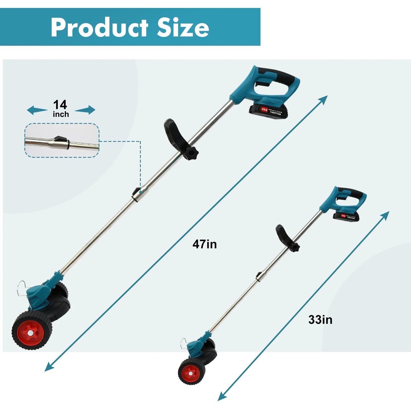 Grass Trimmer Cordless Weed 3 in 1 21V Portable Electric Brush Cutter with Two 2600mAh Batteries and Charger for Garden Yard Weed Control