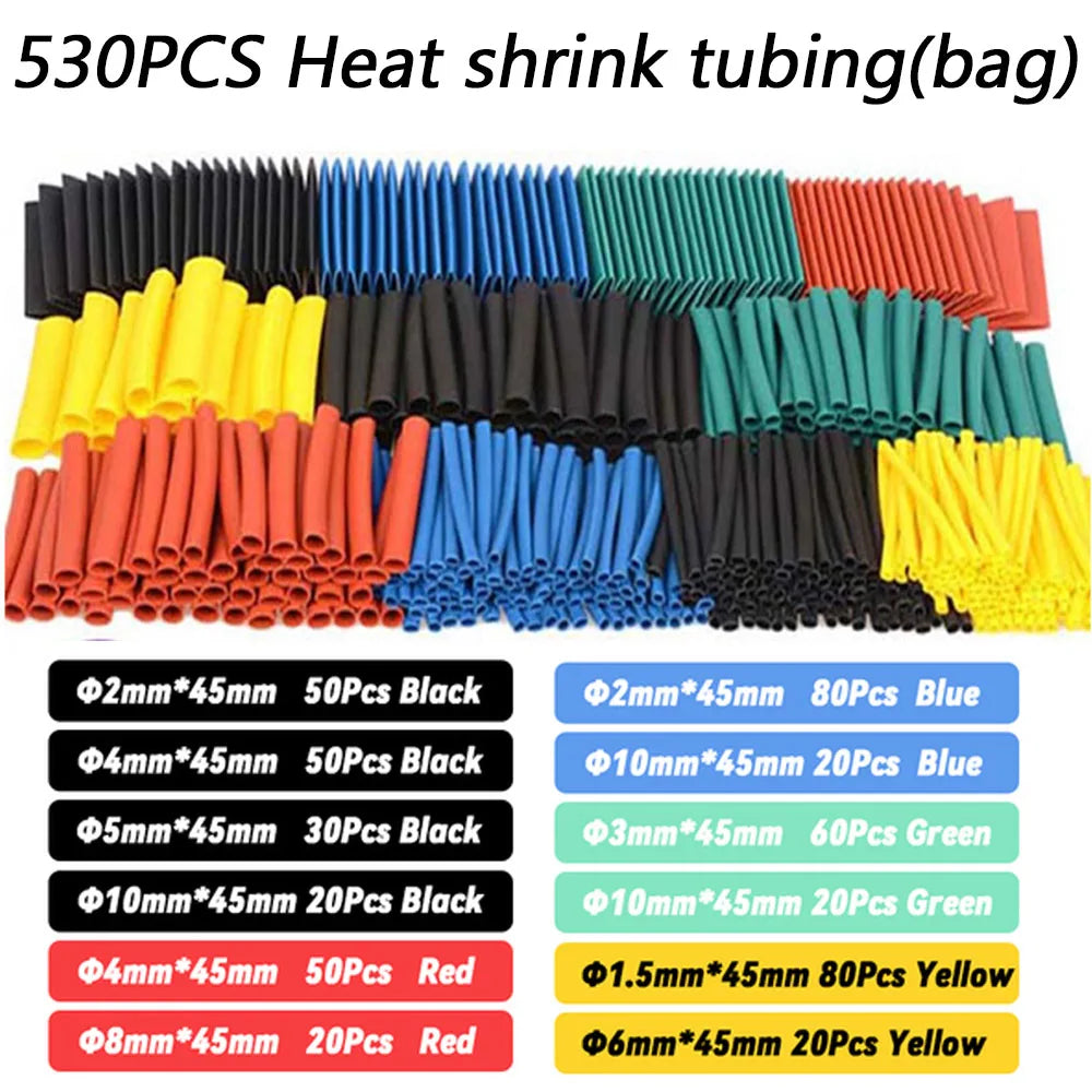 1060 530 127PCS Heat Shrink Tubing Kit 2 to 1 Shrinkable Wire Cover for Cable Repair Protection
