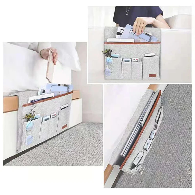 Household Armchair Caddy Felt Couch Recliner Armrest Organizer for Magazine Tablet Cell Phone Remote Control Storage Bag