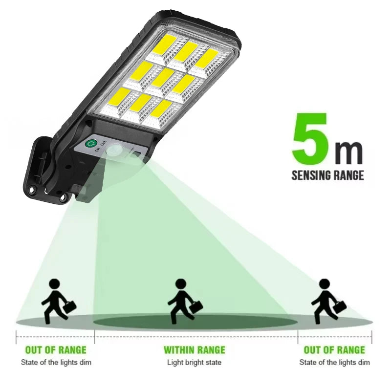 180COB Outdoor Solar Lights Motion Sensor Three Modes Waterproof Security Wall Lighting for Patio Garden Door Street Light