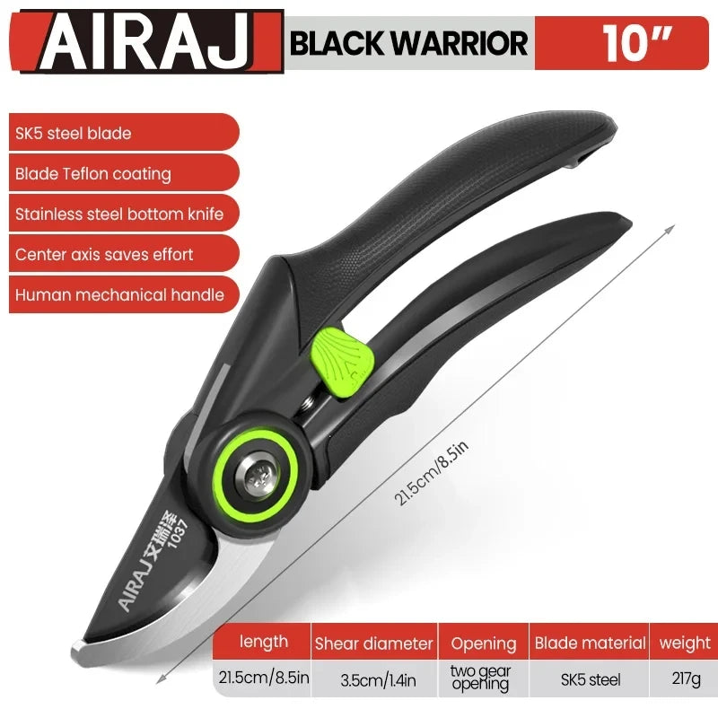 AIRAJ Pruning Shear Garden Tools Labor Saving Scissors Sharp Branch Pruners Durable Anti Slip Grip