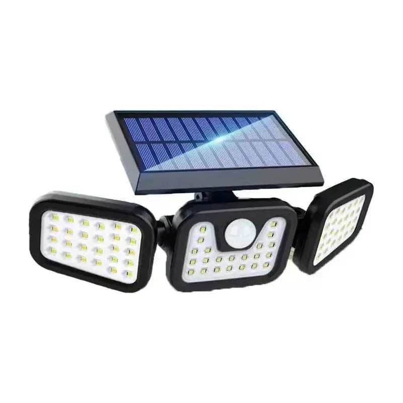 Led Solar Motion Sensor Light Outdoor Adjustable Head IP65 Waterproof Three Head Wall Lamp for Garden