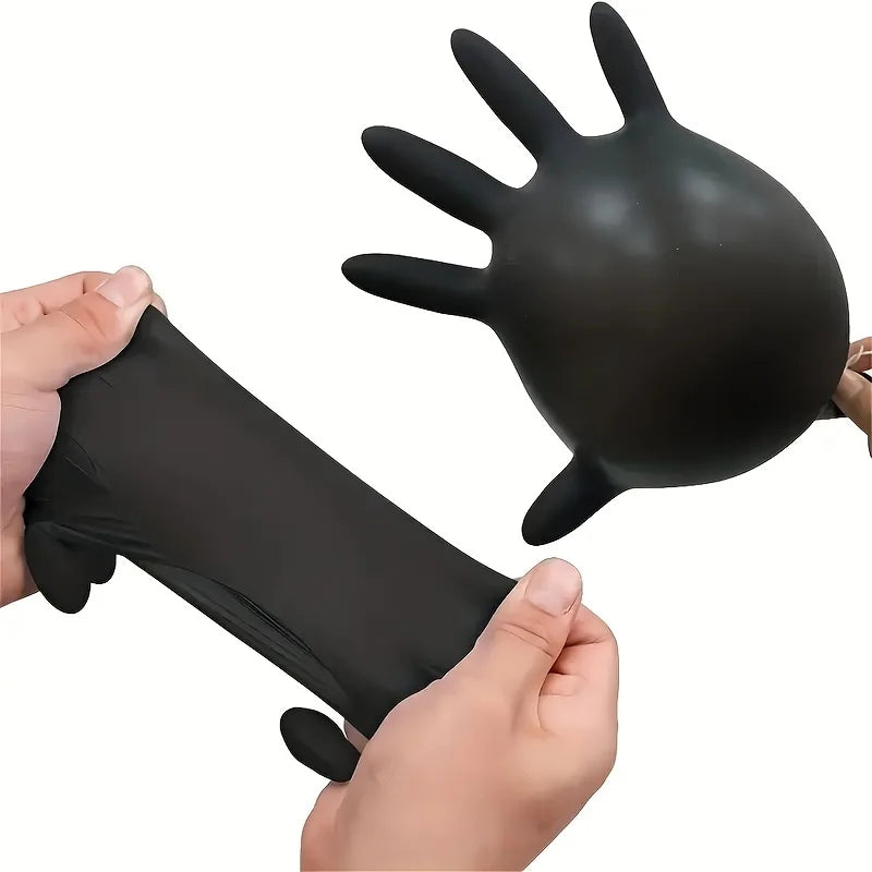 Black Nitrile Gloves Thickened Disposable Gloves for Cleaning Hairdressing Waterproof Dishwashing Tattoo Gloves Available in 100 50 20PCS