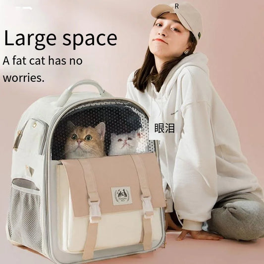 Pet Carrier Bag Cat Backpack Travel Breathable Nylon Double Shoulder Bag For All Breeds