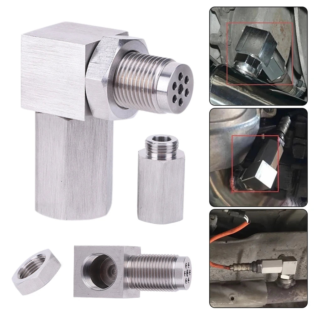 O2 Bung Extension Catalytic Converter 90 Degree P0420 P0430 M18X1.5 Mini Catalyst O2 Adapter Oxygen Sensor CEL Eliminator