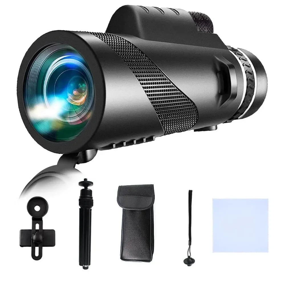 Portable Monocular Telescope 80X100 HD Long Range Zoom Telescope with Tripod  Phone Clip for Hunting Camping Outdoor Adventures
