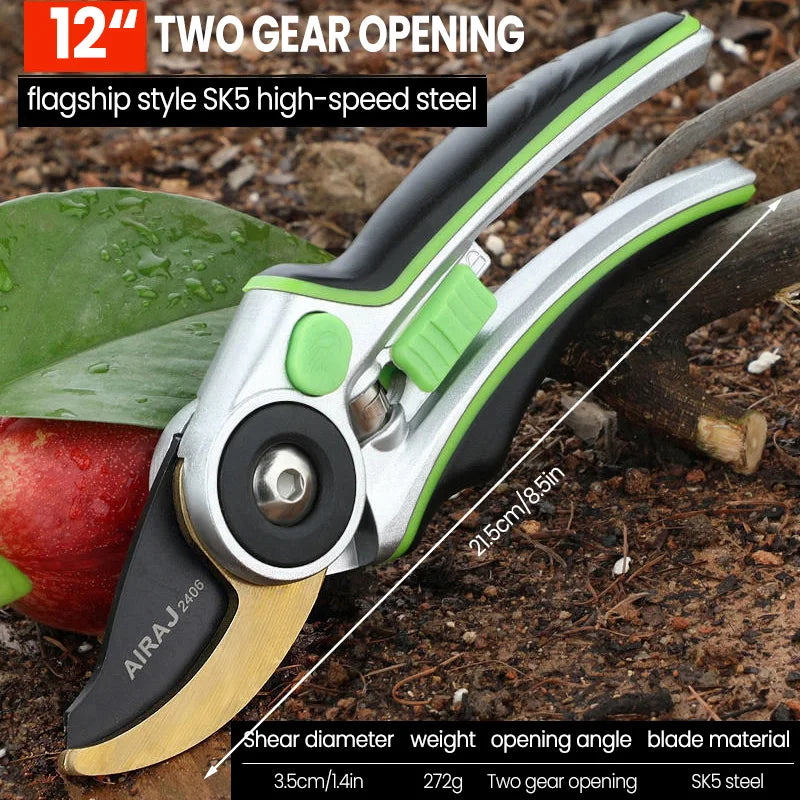 AIRAJ Pruning Shear Garden Tools Labor Saving Scissors Sharp Branch Pruners Durable Anti Slip Grip