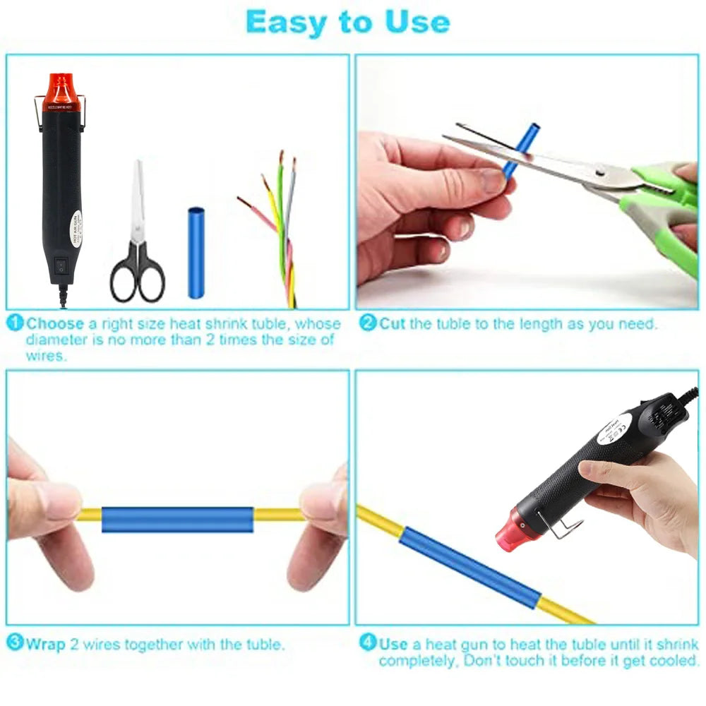 1060 530 127PCS Heat Shrink Tubing Kit 2 to 1 Shrinkable Wire Cover for Cable Repair Protection