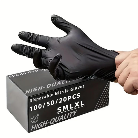 Black Nitrile Gloves Thickened Disposable Gloves for Cleaning Hairdressing Waterproof Dishwashing Tattoo Gloves Available in 100 50 20PCS
