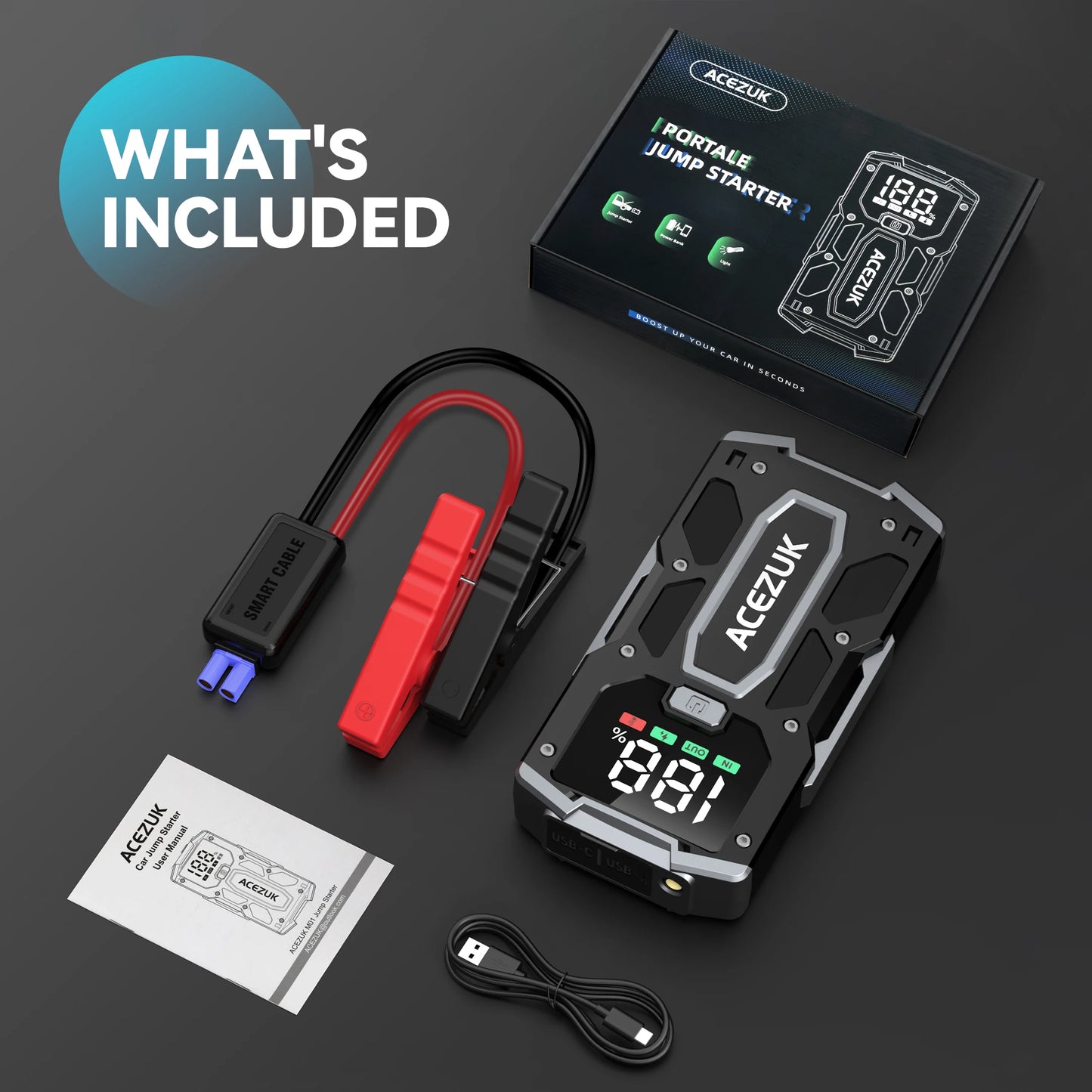 3000A 4000A 5000A Start Power Bank Jump Starter Car Booster External Battery 12V Starting Device for Petrol and Diesel Vehicles