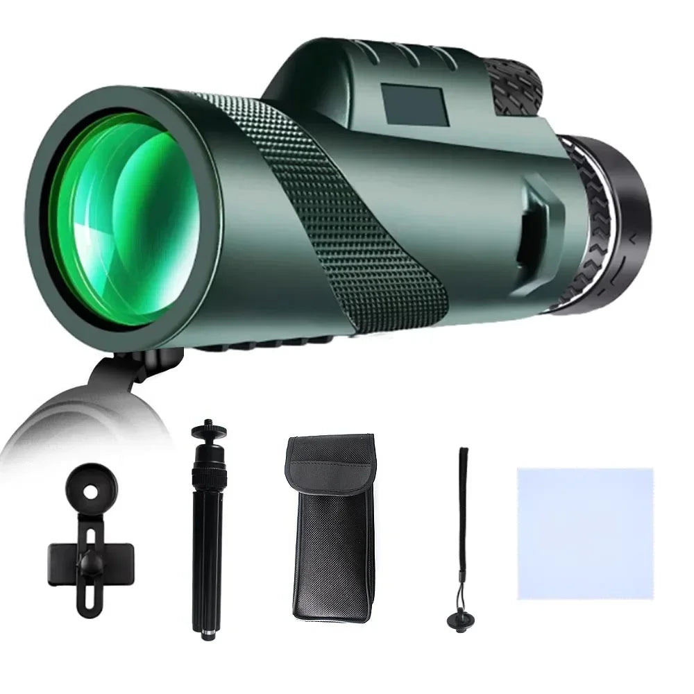 Portable Monocular Telescope 80X100 HD Long Range Zoom Telescope with Tripod  Phone Clip for Hunting Camping Outdoor Adventures