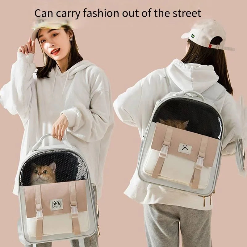Pet Carrier Bag Cat Backpack Travel Breathable Nylon Double Shoulder Bag For All Breeds
