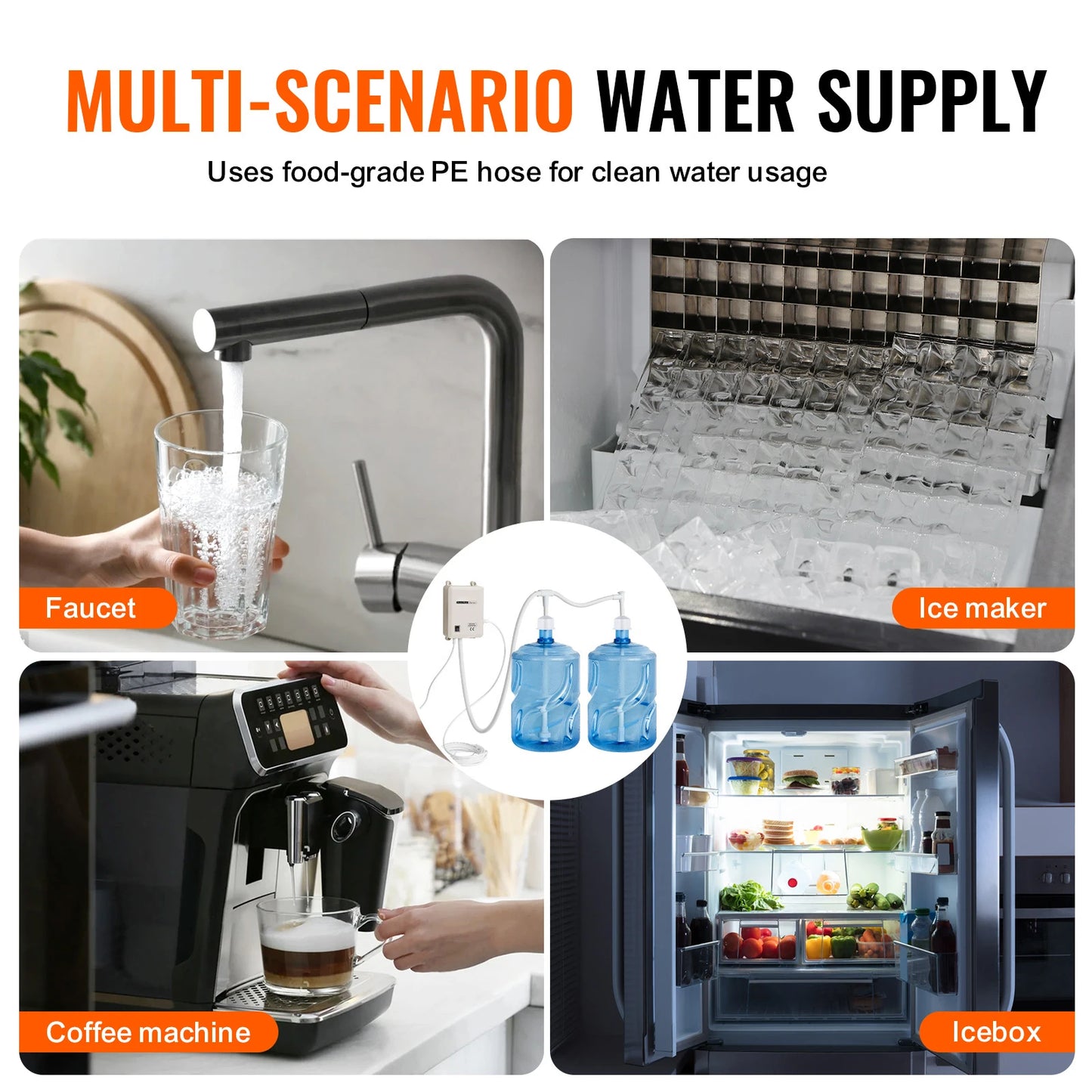SucceBuy Water Bottle Dispenser Pump System with Filter Softener for Reverse Osmosis Refrigerator Ice Maker