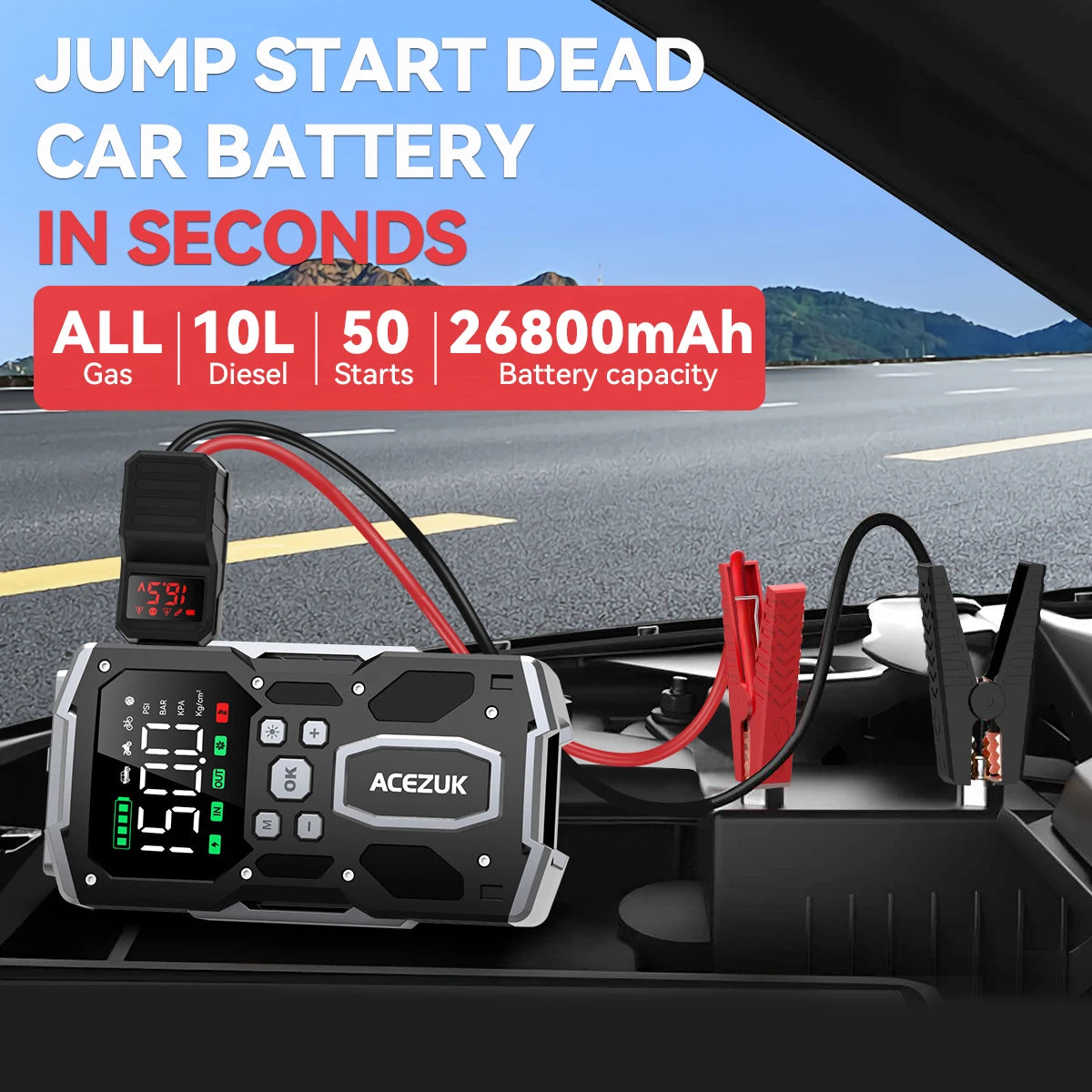 3000A 4000A 5000A Start Power Bank Jump Starter Car Booster External Battery 12V Starting Device for Petrol and Diesel Vehicles