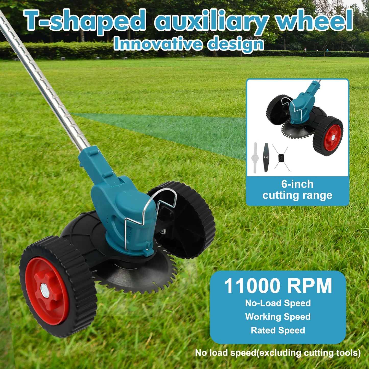 Grass Trimmer Cordless Weed 3 in 1 21V Portable Electric Brush Cutter with Two 2600mAh Batteries and Charger for Garden Yard Weed Control
