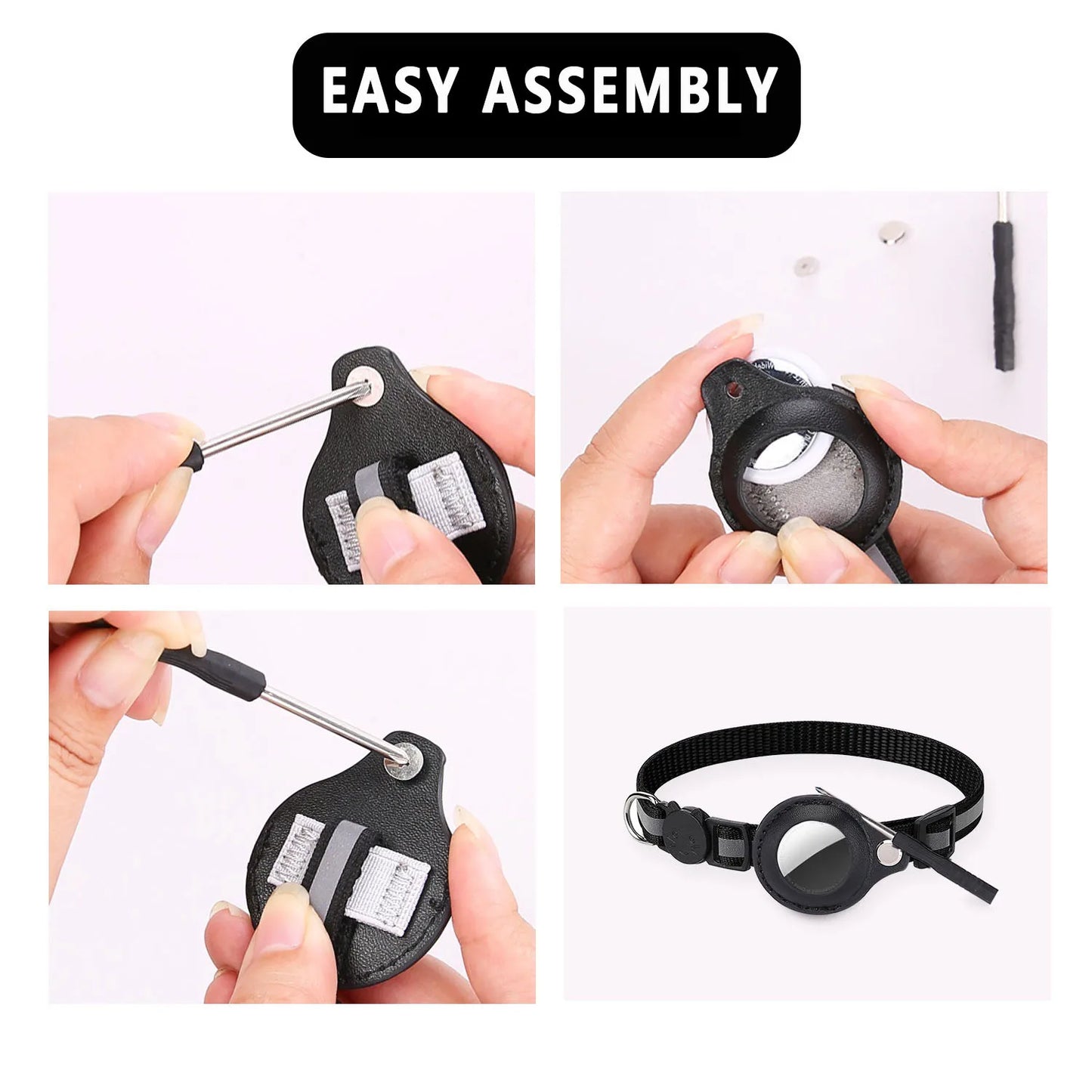 Cat AirTag Holder Collar Breakaway Reflective Strips Adjustable Waterproof Kitten Collar with Bell