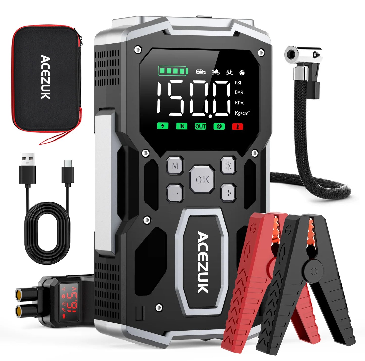 3000A 4000A 5000A Start Power Bank Jump Starter Car Booster External Battery 12V Starting Device for Petrol and Diesel Vehicles